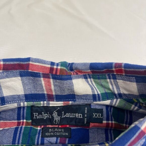 NWT Ralph Lauren Blaire VTG NOS 80s Plaid Button Down Shirt Size XXL New - Picture 2 of 8